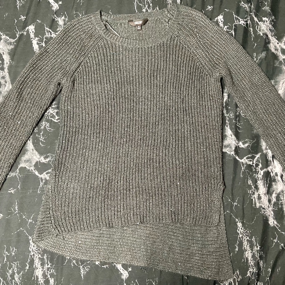 Simply Vera Dark Gray Sparkle Offset Tunic
